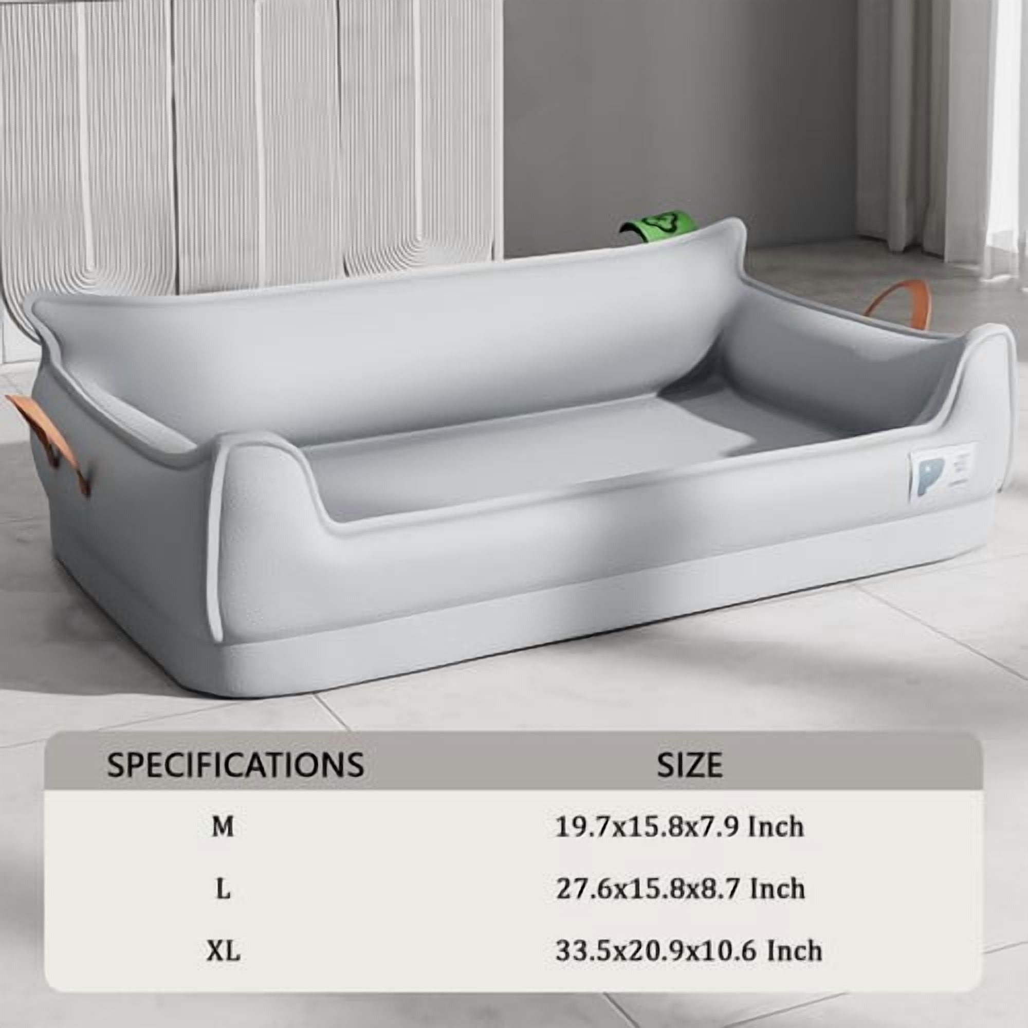 ColourTree Light Grey Leather Dog Bed Sofa, Orthopedic Dog Bed Small,U-Shaped Bolster Pet Couch with Removable Waterproof Cover,Non-Slip Bottom