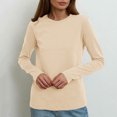 thumbnail image 5 of YUGYXL Cotton Blouses for Women Long Sleeve Sweatshirts Casual Basic Slim Pullover Lightweight Thin Clothes Outdoor Top Beige XXXL, 5 of 5