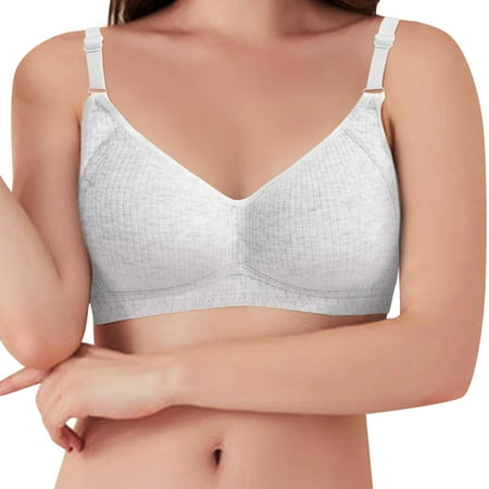 

ERTUTUYI Women Simple Stripe Adjustable Shoulder Strap Underwire Underwear Bra Beige 36