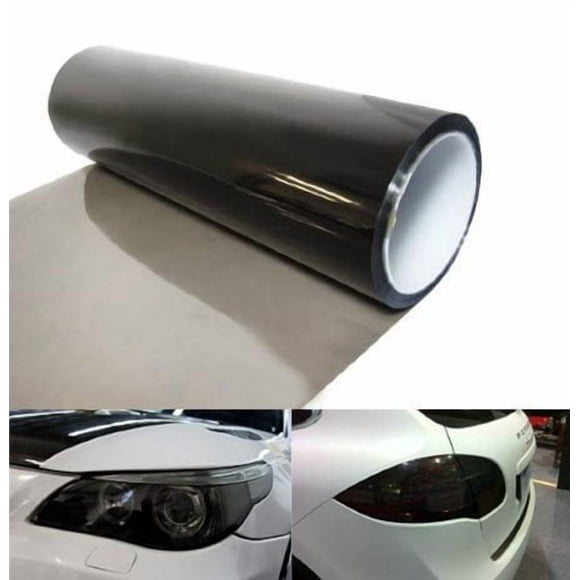 Película autoadhesiva de vinilo tintado para faros delanteros, luces traseras, luces antiniebla, 12 x 48 pulgadas (12 x 48 pulgadas), color negro claro