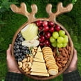 thumbnail image 3 of HUISZJ 6pcs Antler-Shaped Appetizer Tray Charcuterie Dessert Board, Antler Wood Xmas Serving Trays with Tableware,Snacks Platter for Restaurant Home, 3 of 9