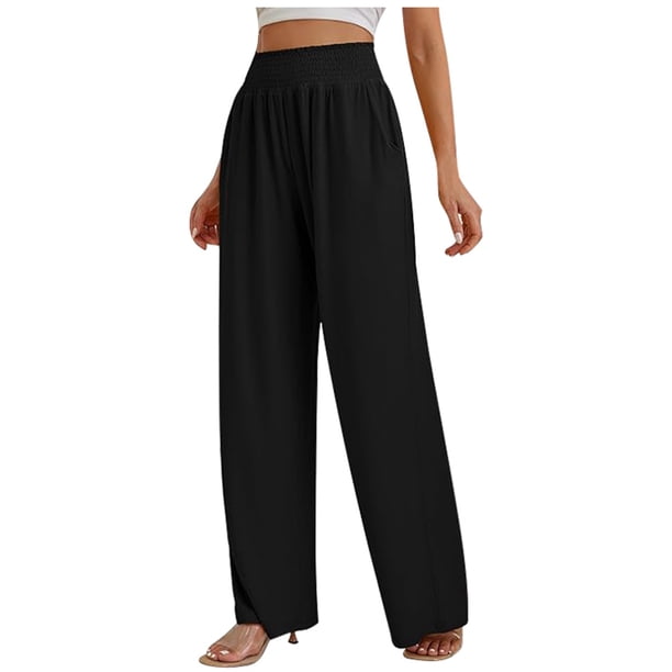 Pantalones casuales de lino con cintura elástica, modernos y casuales, para mujer.