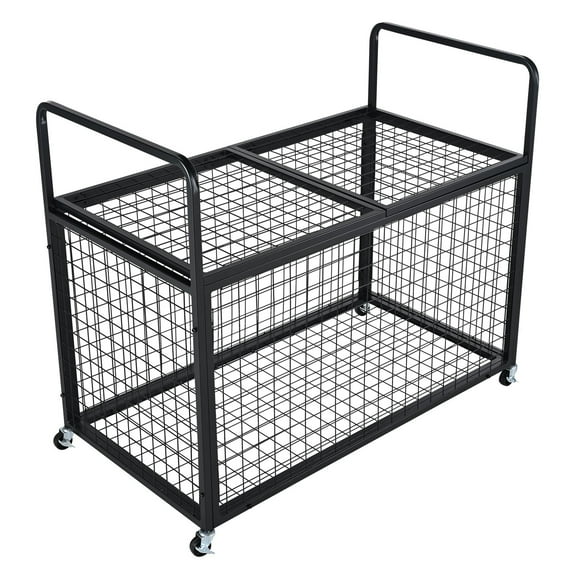 VEVOR Rolling Sports Ball Storage Cart, Lockable Basketball Cage with Double Lids, Sport Equipment Holder Organizer for Indoor Outdoor, Steel Storage Rack for Garages, Playgroup, Gym and Schools,