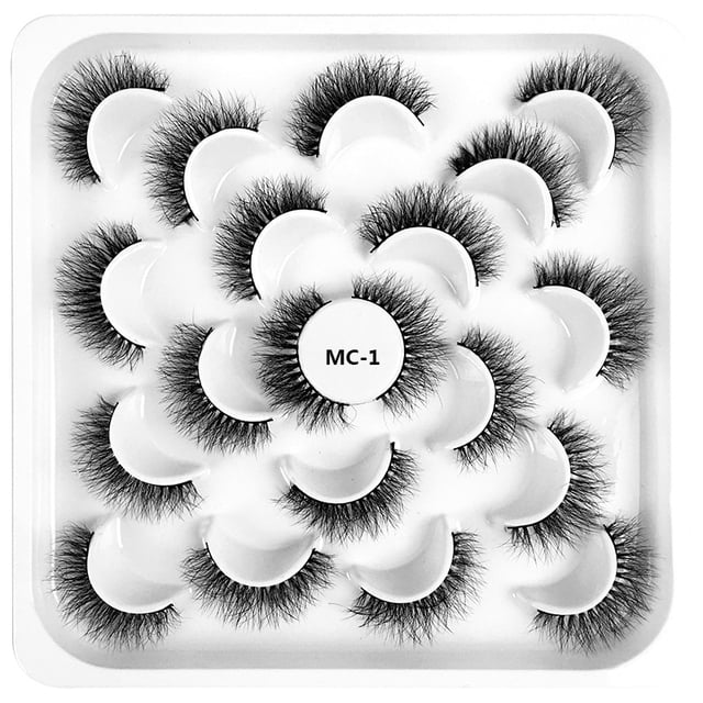 Xiao Hua 10 pares de pestañas postizas de visón sintético, suaves y esponjosas, aspecto natural, volumen 8D, MC-1