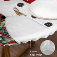 thumbnail image 3 of Red Plaid Snowman Christmas Round Tablecloth, Fitted Table Cover with Elastic for 36"-44" Round Tables, Xmas Snowflake Birds Berry Winter Table Cloth Outdoor Dinning Party Waterproof Tablecloths, 3 of 7