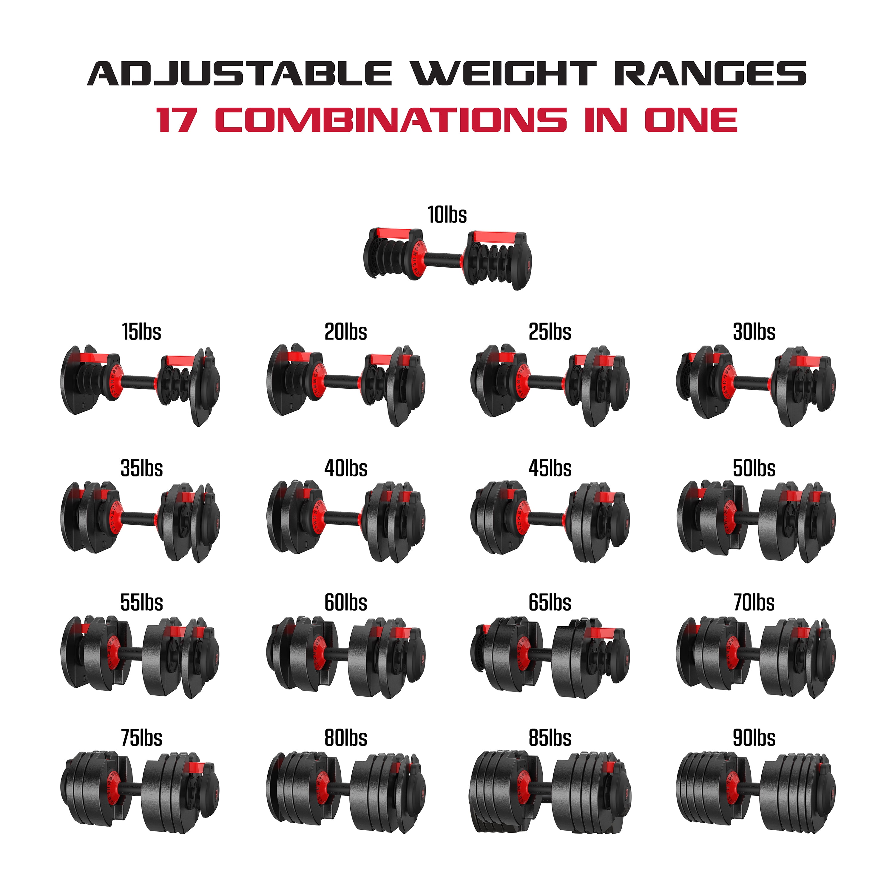 FitRx SmartBell XL, 90lb Adjustable Dumbbell Set with Quick-Select Weights for Home Gym
