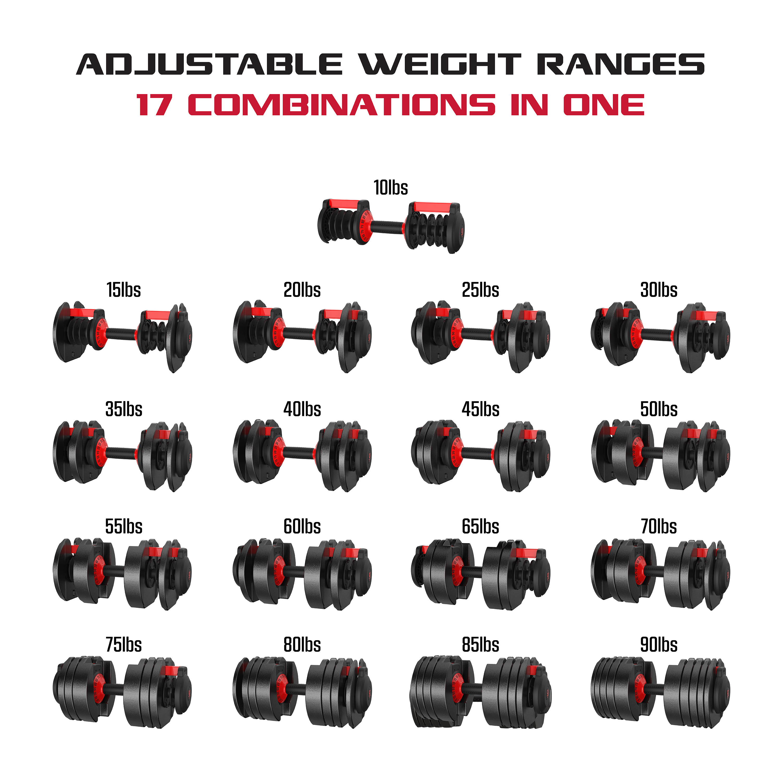 FitRx SmartBell XL, Quick-Select Adjustable Dumbbell, 10-90 lbs. Weight, Black, Single - image 3 of 10