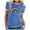 Blue, variant on Ichuanyi Womens Tops Summer Woman Colour Painbow Print Short Sleeve Round Neck Loose Tops Short Sleeve