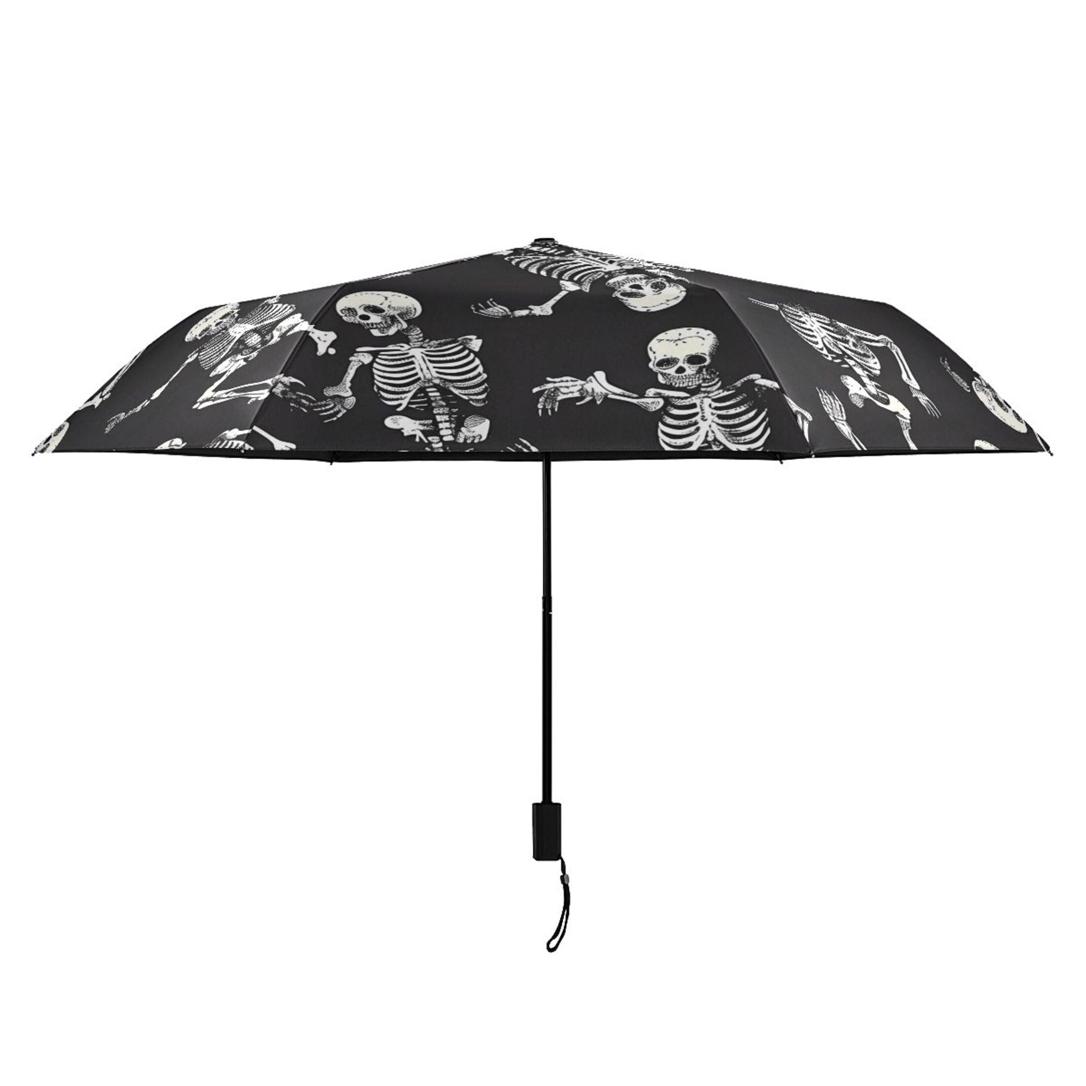 Skeletons Skull Compact Sun Umbrella Windproof Travel Umbrellas for Rain Strong Portable UV Protection
