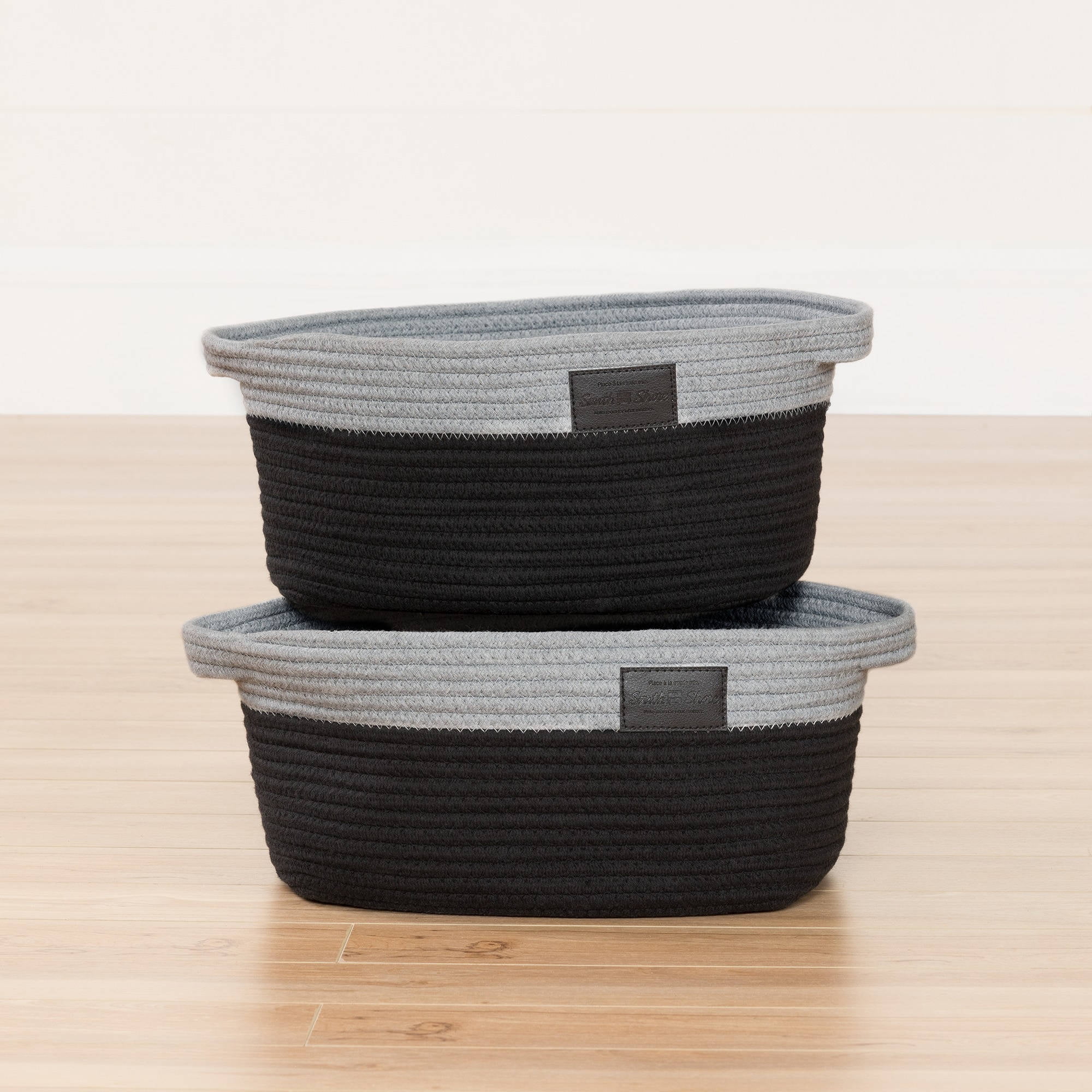 South Shore Storit Gray and Black Knit Baskets, Pack of 2