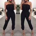 thumbnail image 2 of Women Jumpsuit Solid Color Off Shoulder Long Pants Elastic Waist Band Jumpsuit, 2 of 2