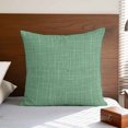 thumbnail image 6 of Throw Pillow Covers 18x18 Inch, Rustic Forst Green Decorative Pillow Cases for Couch Sofa Bed, Farmhouse Solid Color Cotton Linen Square Home Decor Pillowcases with Hidden Zipper, 6 of 7