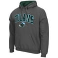 thumbnail image 2 of Men's Colosseum Charcoal Tulane Green Wave Arch and Logo Pullover Hoodie, 2 of 3