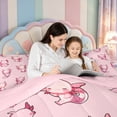 thumbnail image 4 of Manfei Watercolor Animal Axolotl King Size Comforter Sets,Cute Salamander Pattern Comforters King Size,Pink Reversible,3-Piece,1 Comforter and 2 Pillowcases, 4 of 7