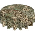 thumbnail image 3 of William Morris Tablecloth,Retro Brown Floral Table Cloth Wipeable Polyester Fabric Vintage Flower Washable Table Cover for Kitchen Dinning Decorations,Round 60X60, 3 of 6