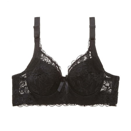 bnaln Lace Bralette for Women Wireless Bra V Neck Minimizer Lingerie Full Coverage Push Up T-Shirt Bralette Floral Lace Underwired Bra Plus Size Comfort Bra Everyday Bras Underwear