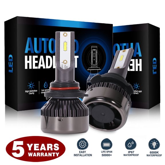 ECCPP 9006/HB4 LED Headlight Bulb Hi/Lo Beam White Headlamp Conversion Kit - 80W 6000K 9600Lm 12xCSP Chips - 1 Year Warranty(Pack of 2)
