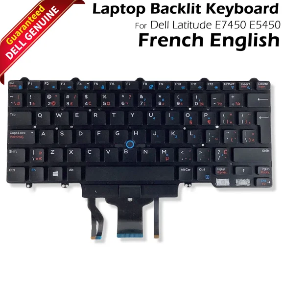 RHEA- Dell Latitude E7450 E5450 E5470 Keyboard French English Nsk-Lk0Bc D18Tv 0Gnfr