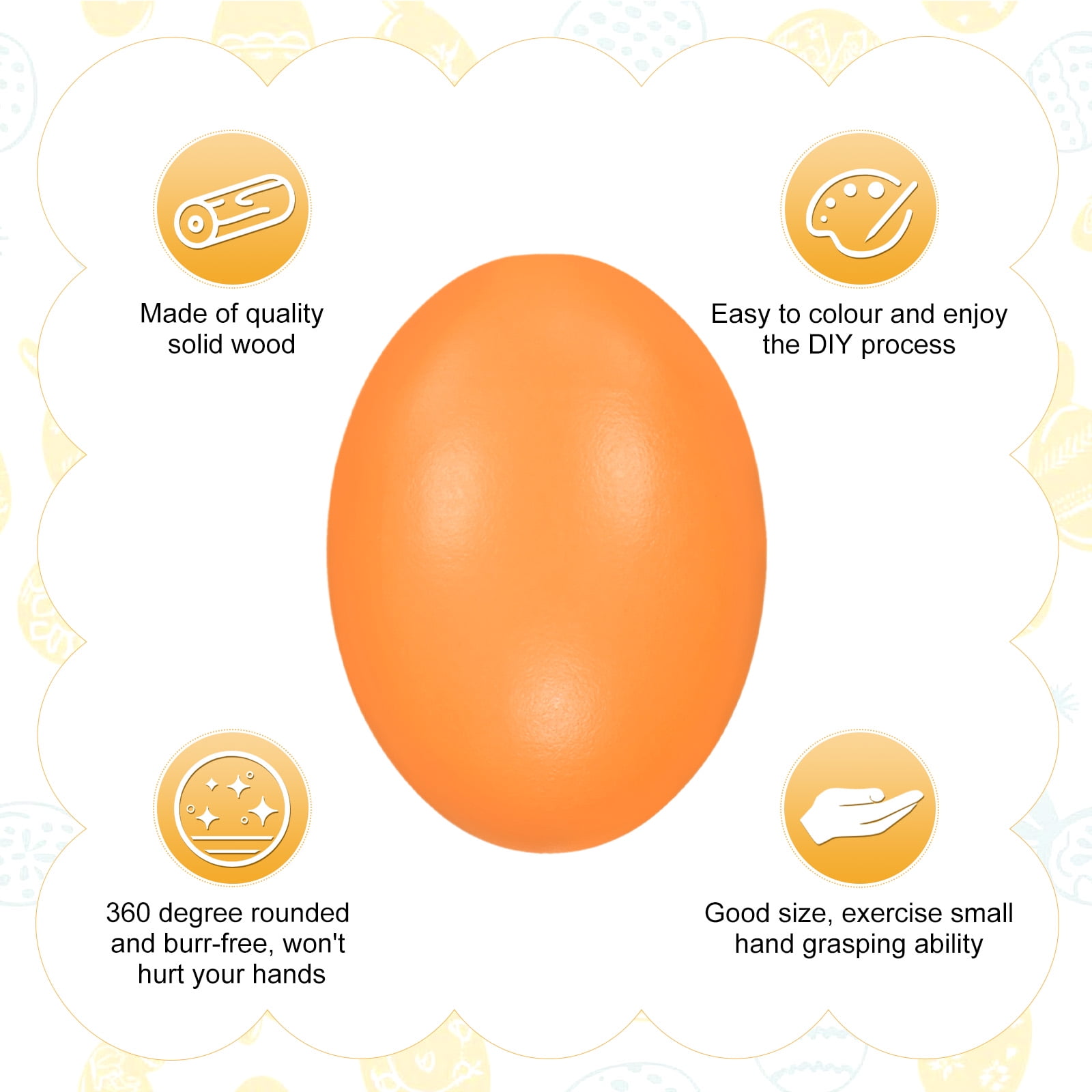 Uxcell 12-Pack Wooden Fake Eggs, 2.4 Inch Quality Wooden Easter Eggs DIY Painting Solid Egg for DIY [Yellow]