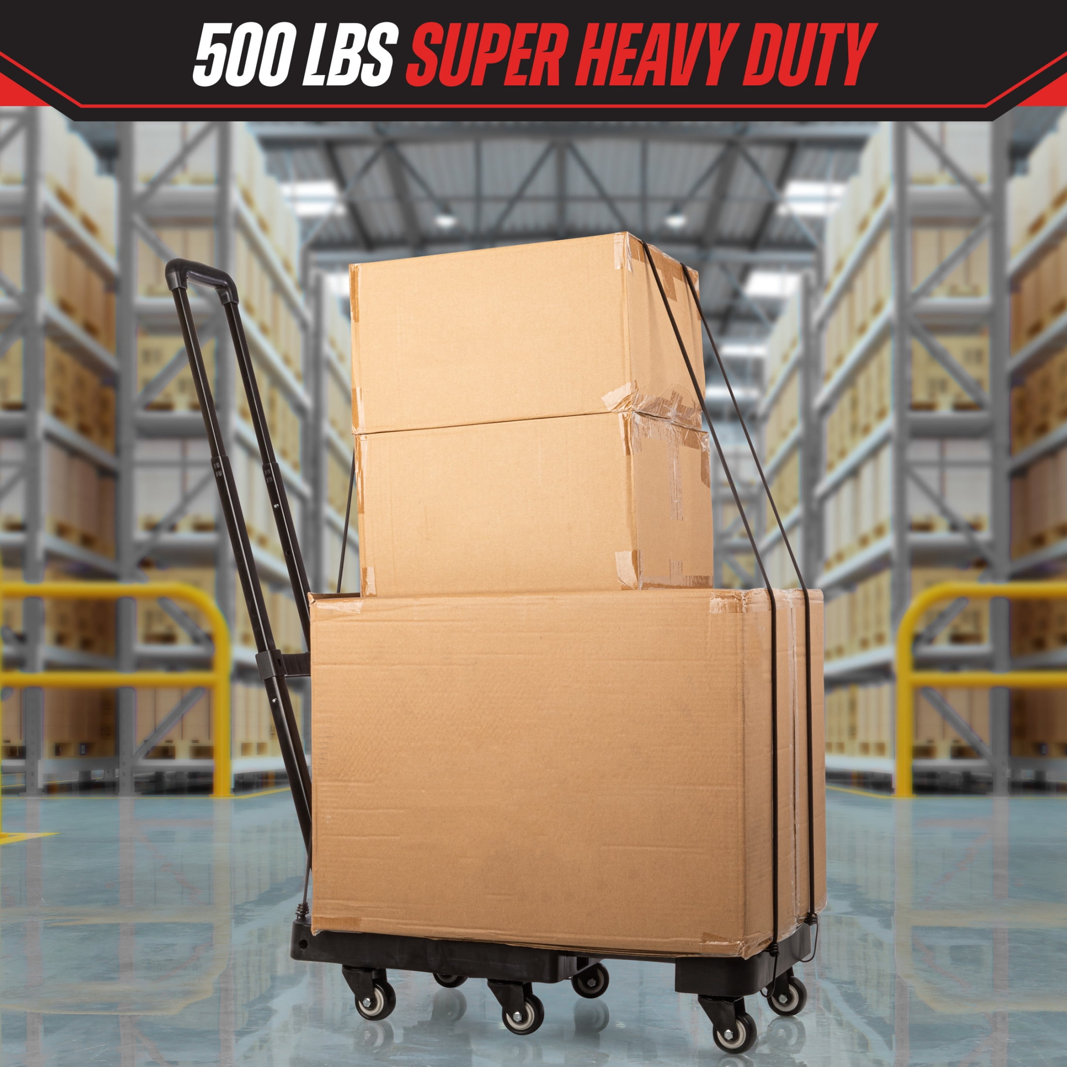 Stalwart Folding Hand Truck Dolly Cart with Wheels and 500lb Capacity