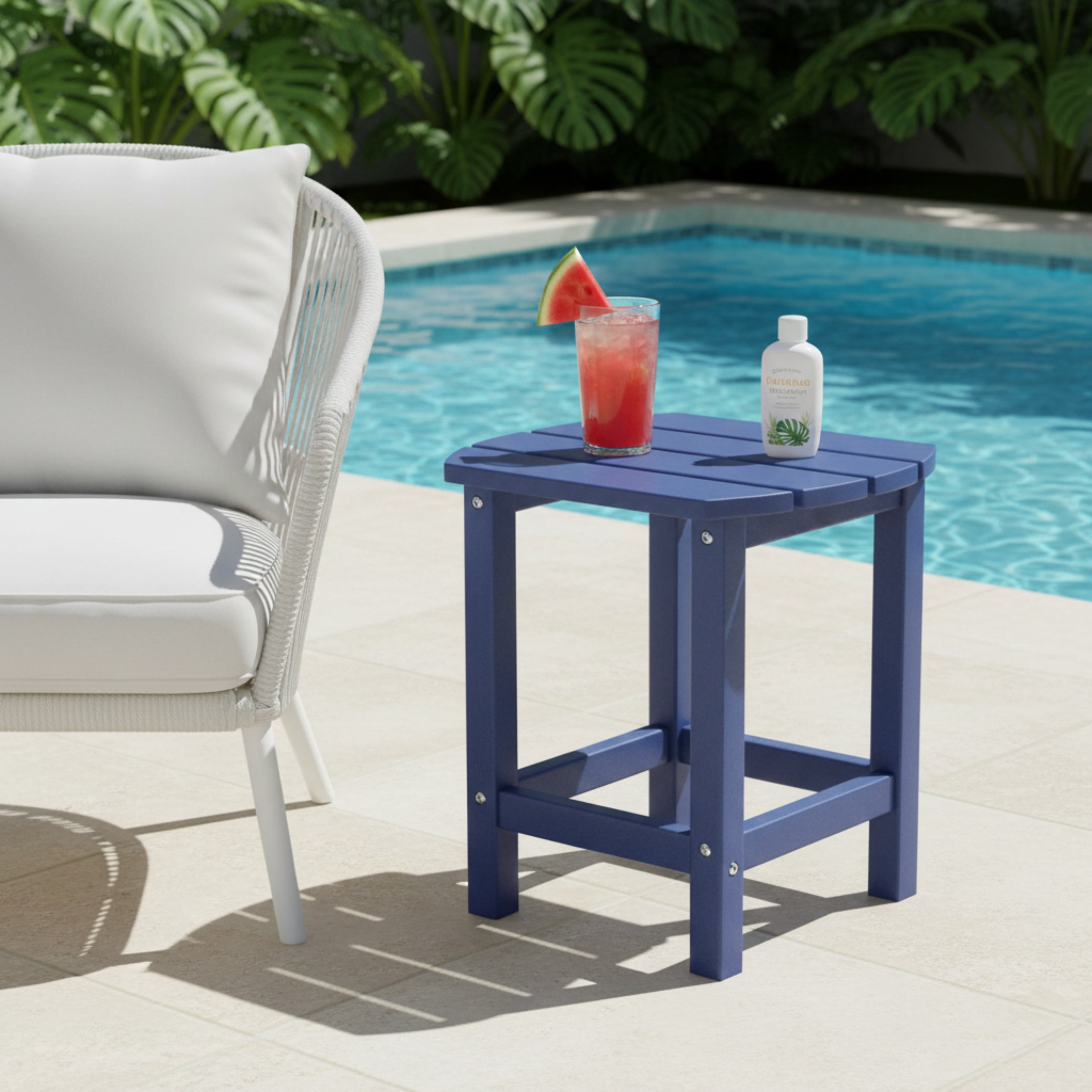 Outdoor Side Table, Patio Side Table, HDPE End Tables for Backyard Pool Porch Garden Lawn