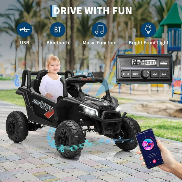 Historyli Auto de 12 V para montar,camioneta UTV con control remoto parental,vehículo eléctrico con suspensión de 4 resortes,neumáticos de EVA,cinturón de seguridad,puertas dobles,Bluetooth