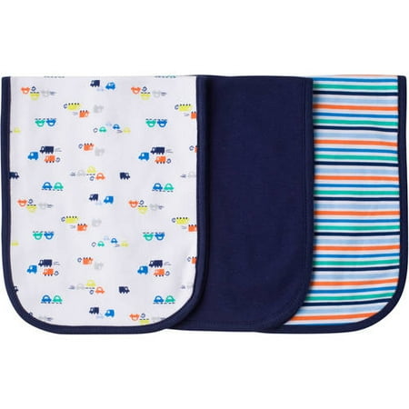 Gerber Newborn Baby Boy Assorted Terry Lined Burp Cloths, 3-Pack