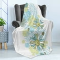 thumbnail image 4 of Turquoise Soft Flannel Fleece Throw Blanket, Chamomiles Flower Blossom Wildflower Blooms Summer Illustration, Cozy Plush for Indoor and Outdoor Use, 70" x 90", Pale Green Dark Green, by Ambesonne, 4 of 5