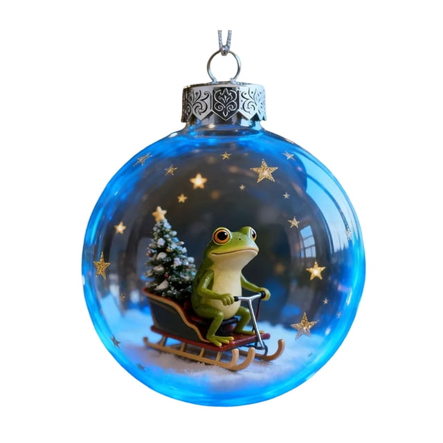 Adorno navideño de rana, colgante acrílico plano en 2D, decoración para árboles con motivos de la fauna silvestre, decoración festiva para habitaciones, regalos significativos para niños
