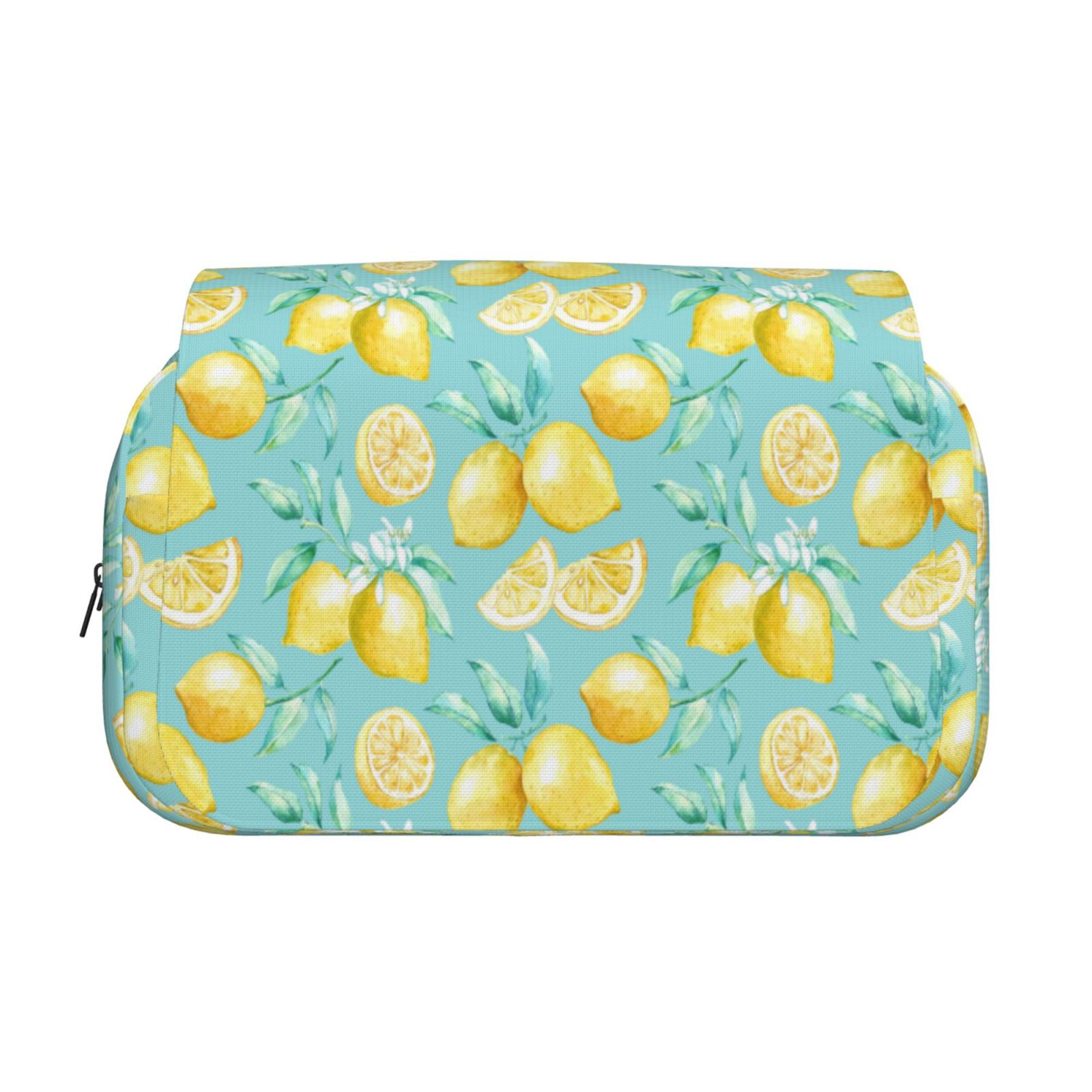 Rateoe Yellow Lemon Pattern Double Clamshell Pen Case, Storage Organizer with Two Zipper Compartments– Holds Up to 50 Pencils & Pens