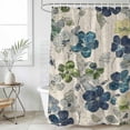 thumbnail image 6 of Teal Green Grey Leaves Shower Curtain Set - 72" x 78" Washable Bathtub Curtain with 12 Hooks, Vintage Beige Crack Texture Waterproof Fabric Stall Shower Curtains for Bathroom/Bathtub Décor, 6 of 6