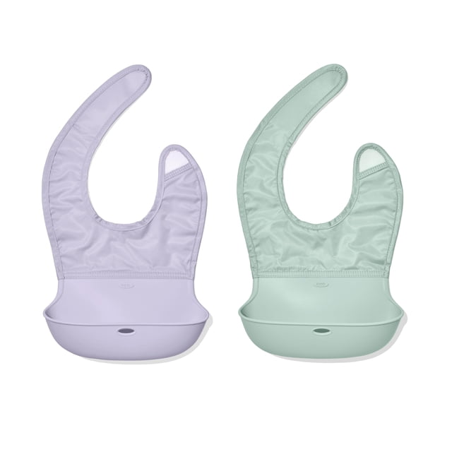 Babero enrollable OXO Tot, paquete de 2, lila y ópalo