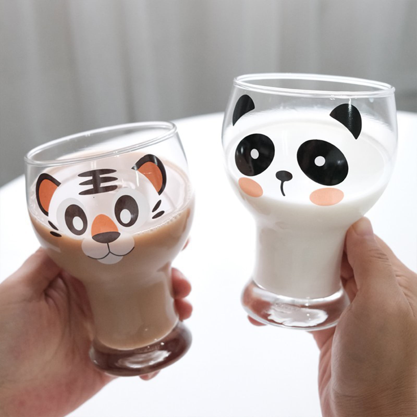 JINYOUJIA-Cute Animal Glass Mugs, Double Layer Wall, Heat Resistance Cup,  Milk, Coffee, Tea, Juice, Valentine's Day Gift