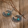 thumbnail image 3 of Eoperou 1 Pair Women Dangle Earrings Ethnic Crescent Shape Retro Bohemian Style Faux Turquoise Stainless Alloy Ear Decoration Jewelry Long Hanging Earrings, 3 of 7