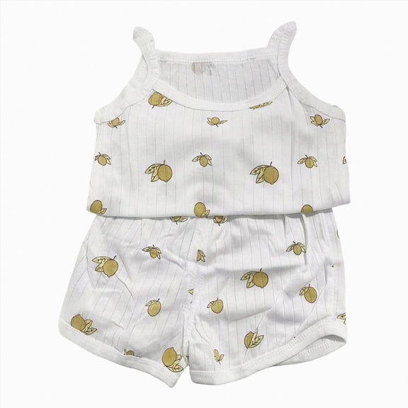 CAICJ98 Toddler Baby Summer Clothes Girl 3 6 12 18 24 Months 2T 3T 4T 5T Girls Outfits 2Pcs Cotton Cartoon Sleeveless Tank Top and Shorts Set (Yellow,4-5 Years)