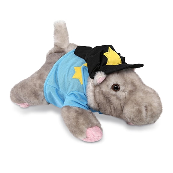 DolliBu Hippo Police Officer Wild Collection Plush Toy - Soft Hippopotamus Cop Stuffed Animal Dress Up with Cute Cop Uniform and Cap Outfit, 11 Inches