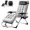 Gray, variant on G-ocean Zero Gravity Chair, Camping Lounge Recline with Cup Holder Trays and Removable Cushion for Patio, Garden, Outdoor, Gray