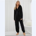 thumbnail image 2 of Moda para mujer Invierno Cálido Manga larga Mono de lana Pijamas Color sólido Cremallera Ropa para dormir en casa Pijamas con capucha de una pieza de felpa causal, 2 of 5