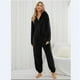 thumbnail image 3 of Moda para mujer Invierno Cálido Manga larga Mono de lana Pijamas Color sólido Cremallera Ropa para dormir en casa Pijamas con capucha de una pieza de felpa causal, 3 of 5