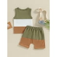thumbnail image 5 of Musuos 2Pcs Baby Boy Summer Outfits 6 12 18 24M 3Y Sleeveless Contrast Color Pocket Tank Tops + Shorts Set Toddler Clothes, 5 of 10