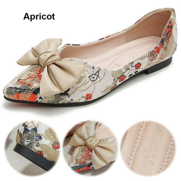 Zapatos Planos Con Punta Puntiaguda para Mujer Lazo Antideslizantes Boda Fiesta Baile