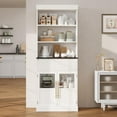 thumbnail image 3 of 70" Kitchen Pantry Cabinet with Drawer, 2 Glass Doors & 3 Open Shelves – Engineered Wood Tall Storage Cabinet for Kitchen, Living Room, Bathroom, White, 3 of 8