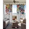 thumbnail image 4 of Bohemian Floral Blackout Curtains 63 Inches Long for Bedroom, Retro Abstract Flowers Boho Ethnic Thermal Insulated Room Darkening Black Out Window Curtain Panels Grommet Drapes for Living Room, 4 of 8