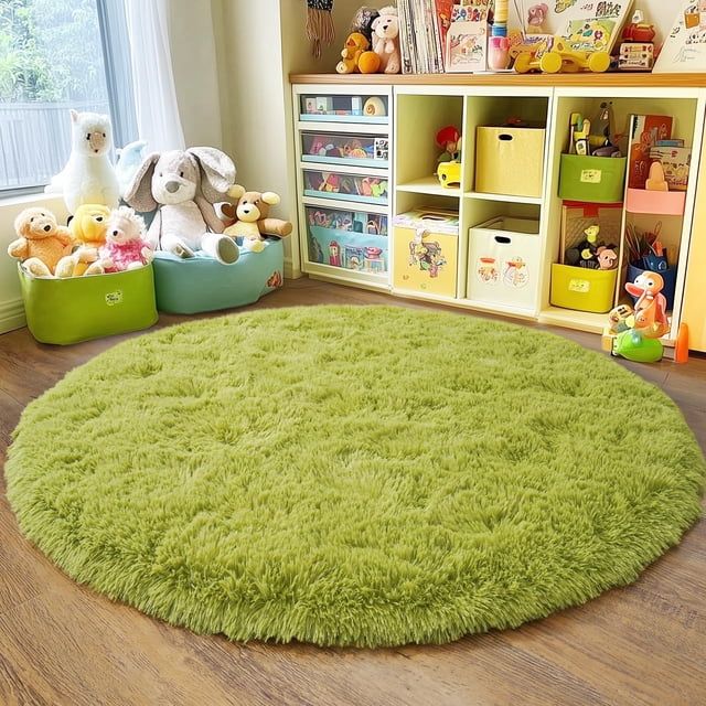 Alfombra Quntue Verde Pasto Ultra Suave y Esponjosa 180x180cm para Dormitorio