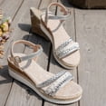 thumbnail image 6 of Dakaela Women's Espadrille Wedge Sandals Flower Ankle Strap Platform Summer Shoes Braided Open Toe Dressy Casual Slip on Sandal Size 6-10 White, 6 of 8