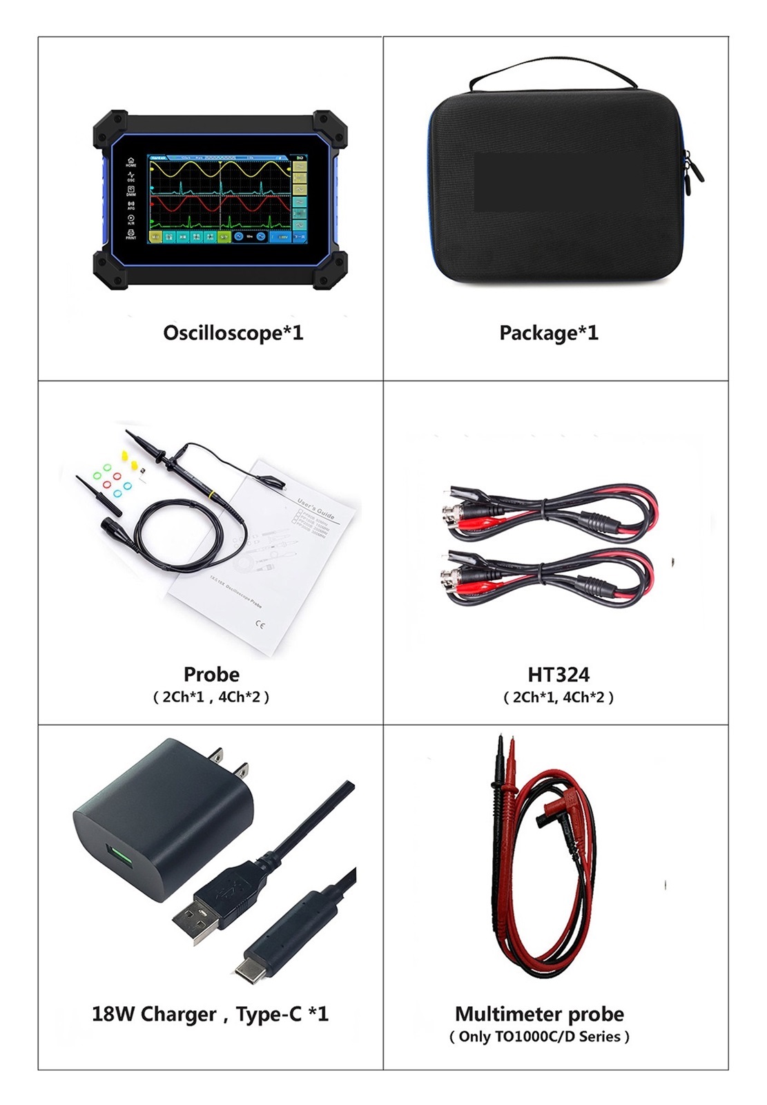 TO1112D Touch Screen Digital Oscilloscope 2 Channels 110Mhz Hanheld Osciloscopio + Signal Source +Multimeter ,Professional Designed