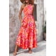 thumbnail image 5 of Vestido PRETTYGARDEN Maxi Floral con Nudo en un Hombro Naranja Rosa Talla L, 5 of 6