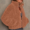 thumbnail image 5 of Women'S Short Coat Casual Jacket with Pockets Warm Winter Zip-Up Outwear Camel Color XXL, 5 of 7