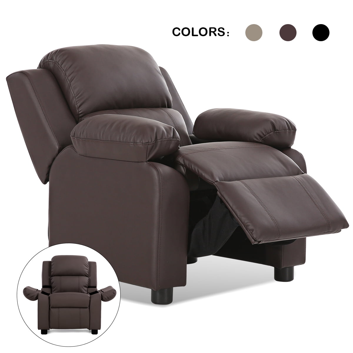 Deluxe Padded Kids Sofa Armchair, Kids Brown Leather Chair