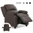 thumbnail image 1 of Costway Fauteuil Inclinable de Luxe Rembourré pour Enfants avec Appuie-Tête, avec Rangement, Brun, 1 of 10
